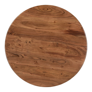 Table basse moderne en bois massif avec piétement en bois de manguier, plateau rond finition marron, design contemporain pour salon, maison, villas - Product Image 6