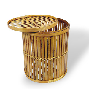 Eco-friendly <b>bamboo</b> bin container competitive price garbage bins lidded <b>baskets</b> for home storage - Product Image 4