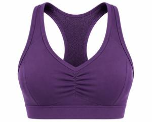 Soutien-gorge de sport dos nageur pour femme, col en U, maintien élevé, maille respirante, yoga, sans couture, écologique, logo frontal, style uni - Product Image 4