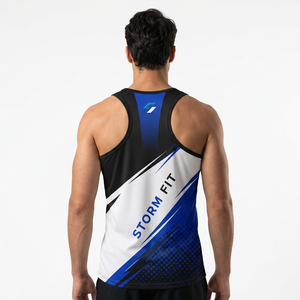 Camiseta sin mangas para hombre Storm Fit, con estampado por transferencia térmica, 100% poliéster, de secado rápido, cuello redondo, ropa deportiva para entrenamiento, 180g, no tejida. - Product Image 3