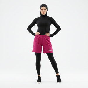 Shorts 2 en 1 pour femmes musulmanes modestes, taille haute, légers, respirants, séchage rapide, UPF50+, pour la course à pied, la gym, l'entraînement, le yoga - Product Image 1