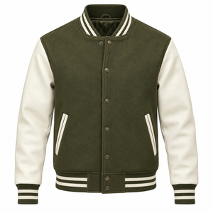 Veste de baseball en toile 100% laine pour homme, hiver, style varsity, avec logo brodé personnalisé sur le devant, vêtements décontractés de haute qualité - Product Image 2