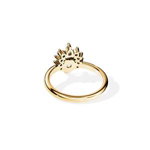 Anillo de compromiso de oro de 14k para mujer con diamante talla marquesa y engaste floral - Product Image 4