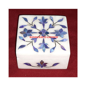 Caja de regalo con incrustaciones de madreperla amarilla hecha a mano natural para productos muy atractivos Caja de mármol de madreperla de forma rectangular - Product Image 3