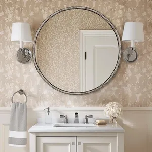 Miroir mural circulaire en métal, design industriel, motif abstrait, décoration intérieure pour salon, chambre, couloir - Product Image 1