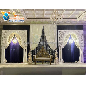 Escenario de Boda Blanco con Temática Marroquí Elegante, Decoración de Escenario de Boda Económica con Fibra Tallada, Bajo Presupuesto, Estilo Canadiense, Reino Unido - Product Image 1