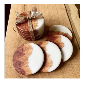 Ensemble de sous-verres en marbre et bois, antidérapants, de qualité supérieure, pour la décoration de table - Product Image 4