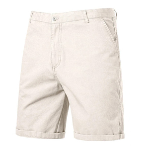 Shorts Bermuda Décontractés pour Hommes, Taille Mi-Haute, Couleur Unie, Tissu Oxford en Coton, Braguette Boutonnée, Poches, Respirant, Style Tissé - Product Image 2