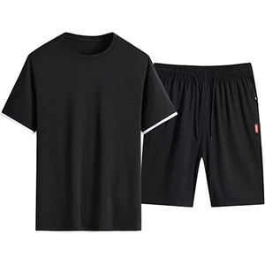 Ensemble décontracté 2 pièces pour homme, nouvelle collection été, 100% coton, t-shirt à manches courtes et short respirant - Product Image 1
