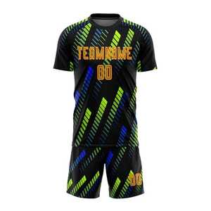 Conjunto de Uniforme de Fútbol Sublimado Personalizado 2026 para Hombre, Negro, Verde, Azul, Estampado Geométrico, Secado Rápido, Ajuste Atlético, Manga Corta - Product Image 2