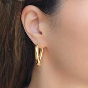 Curvy Chunky Wave Twisted Huggie Hoop Earrings Wholesale 14k Solid Gold Lightweight Minimalist Daily Wear Fine Jewelry For Women - Product Image 2