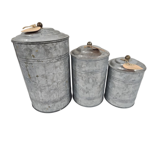 Bocaux en métal galvanisé très demandés, excellente qualité, vente chaude, ustensiles de cuisine décoratifs, bocaux en métal avec couvercle en bois - Product Image 2