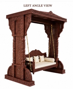 Balançoire Jhula en bois sur mesure pour espace de dessin, sculptée à la main en teck massif, balançoire d'intérieur 3 places, fabricant de Jhula en teck - Product Image 2