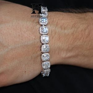 Luxury 14K White Gold <b>Cushion</b> Cut Lab Grown Diamond Tennis Bracelet Full Halo Setting Link Bracelet Fine Jewelry - Product Image 5