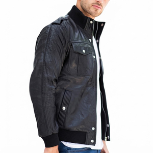Blouson Moto Homme Noir en Cuir PU, Col Montant, Boutons sur le Devant, Couleur Unie, Coupe Droite, Vêtement d'Extérieur Décontracté pour l'Automne – Le Plus Demandé - Product Image 3