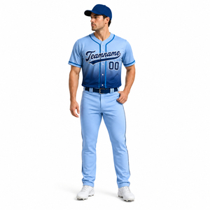 Ensemble maillot et pantalon de baseball personnalisés, kit d'équipe de baseball à boutons, option logo en twill, séchage rapide, respirant - Product Image 3