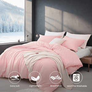 Set Copripiumino Extra Large Rosa 3 Pezzi in Microfibra Resistente allo Sbiadimento con Fiori, 1 Copripiumino e 2 Federe, Comfort Traspirante Premium - Product Image 2