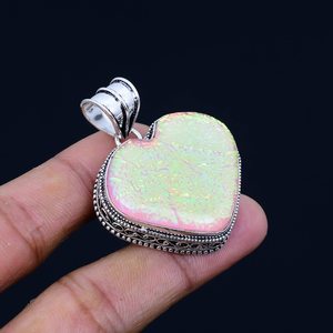 Pendentif cœur en opale triple australienne, fait main, en argent sterling 925, bijoux bohèmes, collier pour femmes, vente en gros - Product Image 4