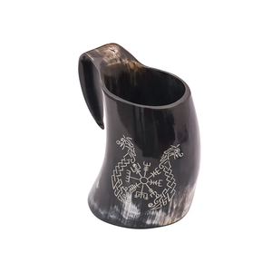 Custom Design Buffalo Horn Drinking Mug Bulk Unique Design %100 Natural Ox Horn <b>Beer</b> Mug Wholesale Premium Buffalo Horn Mug - Product Image 1