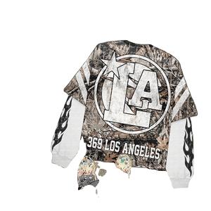 Vintage <b>Camo</b> Print Football Jersey Long Sleeve Men Oversized Streetwear Athletic Graphic T Shirt Casual Sports <b>Top</b> - Product Image 5