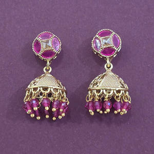 โรเดียมชุบโบราณ Jhumki ต่างหู206923 - Product Image 3