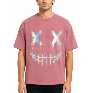 Camiseta Urbana con Gráficos Reflectantes Minimalistas para Hombre, Camiseta Holgada de Algodón, Ropa Cómoda y Transpirable a la Moda - Product Image 3