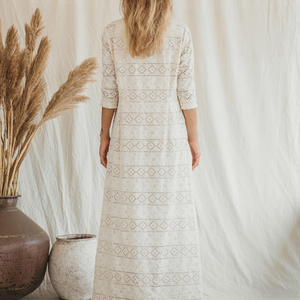 Vestido Maxi Boho Blanco, Vestido Orgánico de Encaje Blanco Victoriano, Conjunto de Cárdigan Largo en Capas, Vestido Largo, Regalo para Ella - Product Image 4