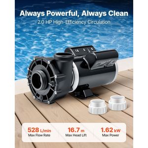 Pompa per Spa Sundance 2 HP a 2 Velocità per Vasche Idromassaggio, Porta da 2 Pollici, 139.5 GPM Alta Velocità e 66.5 GPM Bassa Velocità, 115V 60Hz, Telaio 48 - Product Image 2