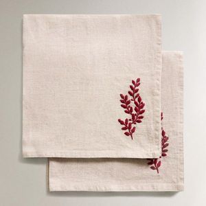 Serviettes de cocktail brodées en coton/lin de haute qualité, design personnalisé, marque VNAP, pour fêtes, broderie artisanale, fraîches et originales du Vietnam - Product Image 1