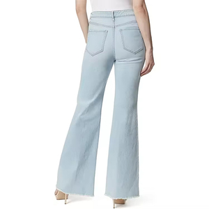 Pantalones vaqueros acampanados OEM personalizados para mujer, transpirables, suaves, holgados, de pierna ancha y recta, estilo High Street - Product Image 3