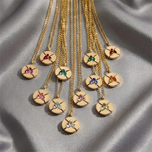 Wholesale Yellow Gemstone Necklace 18K Gold Plated Round Faceted Crystal Pendant Handmade Jewelry Gift for Women Bulk Supply - Product Image 2