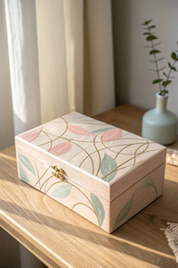 Luxury Multicolor Rectangular Wood Resin Jewelry Box Decorative Storage Packaging Gift - Product Image 6