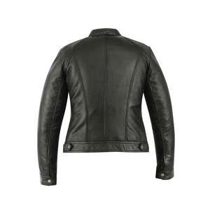 Women's <b>Leather</b> <b>Biker</b> <b>Jacket</b> Stand Collar Zipper Cuff Lace Up Zipper Pockets Regular Fit Winter Outerwear - Product Image 5