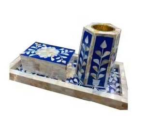 Top Quality <b>Mop</b> Bone Inlay White Floral Design Incense Burner Bakhoor for Decoration Home Kitchen Living Room From India - Product Image 4