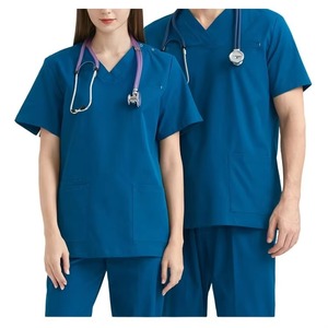 Tenues médicales 2026 pour femmes et hommes, uniformes d'hôpital à manches longues, en tissu tricoté Spandex/Polyester, détection d'aiguilles, coupe courte - Product Image 3