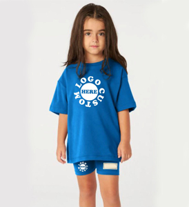 ชุดเสื้อยืดโอเวอร์ไซส์สีขาวครึ่งตัวสำหรับฤดูร้อนปี 2026 พร้อมกางเกงขาสั้นเอวยางยืดเข้าชุดสำหรับเด็กผู้หญิงไซส์พลัส - Product Image 3