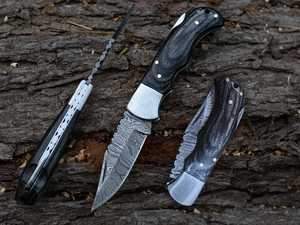 Cuchillo Plegable Profesional de Acero de Damasco de Alta Calidad con Punta Caída - OEM/ODM Personalizable, Grado Industrial, Mango de Color Personalizado - Product Image 2
