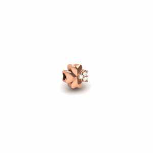 Collier pendentif trèfle à quatre feuilles en argent plaqué rhodium or rose avec zircon et breloque florale - Product Image 3