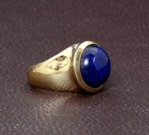 Top Selling New Arrival Natural <b>Lapis</b> <b>Lazuli</b> 12mm Smooth Cabochon Bezel Setting 14K Gold Plated Brass Christian Gemstone <b>Rings</b> - Product Image 2