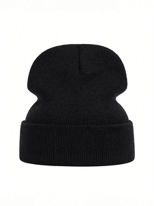 Custom Embroidered Bold Text Beanie <b>Hat</b> <b>Winter</b> Warm Acrylic Knit Cuffed Skull Cap Minimalist Slogan Unisex Beanie OEM Wholesale - Product Image 6