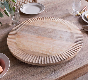 Plateau tournant en bois, nouveau plateau en bois de 20 pouces, extra large, en bois d'acacia, artisanat en bois massif - Product Image 4