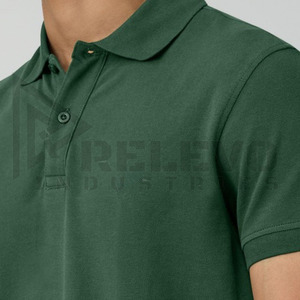 Polo homme Relevo Industries, manches courtes, noir uni, 100% coton, col rabattu. - Product Image 4