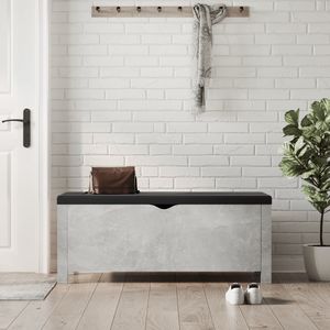 Boîte de rangement moyenne pour meubles de chambre, gris béton, simili cuir avec bois d'ingénierie, nouveau produit - Product Image 1