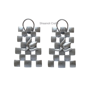 ต่างหูสวยงาม ลายบล็อก ต่างหูดีไซน์เนอร์ เครื่องประดับทองเหลืองชุบเงิน สำหรับผู้หญิง สำหรับงานแต่งงาน งานปาร์ตี้ - Product Image 1