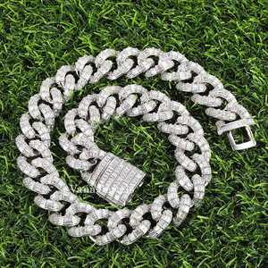 Collar de Plata de Ley 925 Premium, 21MM de espesor, acabado de alto pulido, 46CM, 18 pulgadas, ropa de calle audaz, collares de moissanita Unisex - Product Image 4