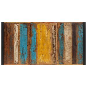 Table de bar industrielle en bois recyclé multicolore, taille moyenne, mobilier unique et élégant pour votre maison ou votre entreprise - Product Image 3