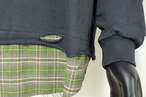 Camiseta de Alta Calidad OEM, Estilo Hip Hop, Dos en Uno, Sólida, Vintage, Lavada al Ácido, Doble Capa, Manga Larga, Nailon/Algodón - Product Image 3