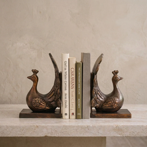 Porte-livres décoratifs en métal de style paon de luxe, paire de supports de livres vintage et robustes pour la maison, le bureau et la bibliothèque - Product Image 3