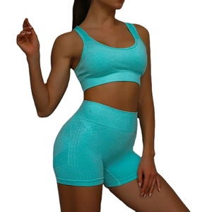 Wholesale Custom logo 2pcs Yoga Sets Womens Outfits Sports <b>Bra</b> Quick Drying Shorts Set Female - Product Image 1