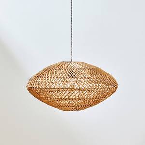 Pantalla de Lámpara Ovalada de Ratán, Forma de OVNI, Tejida a Mano, para Colgar del Techo, Decoración Japonesa - Product Image 1